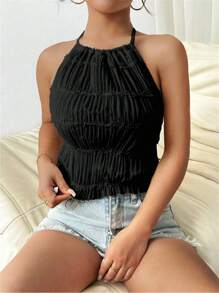 Chiquease Women's Sexy Solid Color Halter Backless Camisole Top, Summer Clothes For University