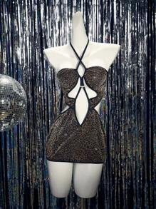 MidnightGlam Leopard Print Backless Sexy Nightgown For Women For Rave