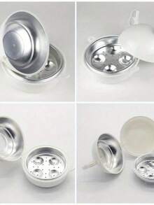 SHEIN 微波炉蒸蛋器，蛋形设计，农舍风格，四件套早餐烹饪器，快速加热，节省空间，适合宿舍、办公室等场所，紧凑型厨房小工具，高效的晨间烹饪工具