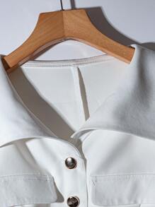 GlowEve 优雅女士西装外套，大翻领，口袋盖装饰，束腰，金色纽扣