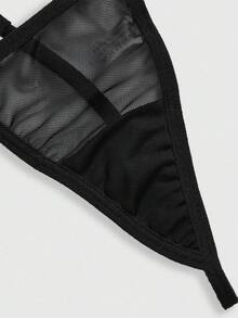 ROMWE Grunge Punk Dark Punk 3D Spider Web Halter Crotchless Bodysuit, Sexy, Halloween - Black - View 4