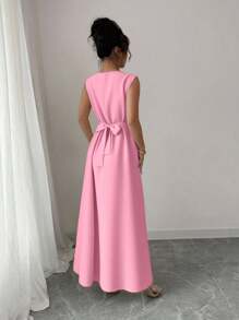 Elenzga 女士拼接缎带蝙蝠袖开衫连衣裙优雅两件套，适合大学穿着