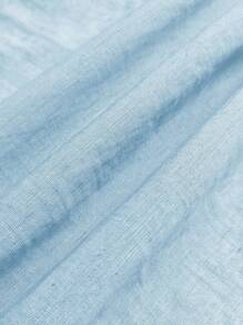 INAWLY Women's Casual Vacation Style Solid Color Asymmetrical Neck Waist Cinched Short Dress, Summer - Blue - View 5