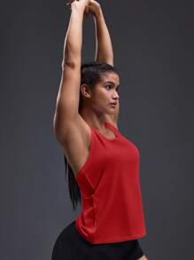 Powerista 女式简约纯色镂空工字背心，夏季 - 紅色 - 查看 5