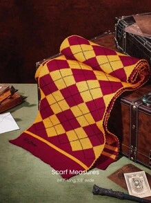 GLOWMODE X Harry Potter Hogwarts House Soft Wool Logo Embroidered Scarf Daily Casual Wear Fall Winter - Burgundy - View 4