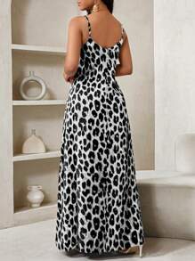 SHEIN Lady 豹纹女式长裙 女士波西米亚风露背女式宽松长裙 女士连衣裙 宽松露肩生日和活动礼服/节日礼服 度假服装 女士波西米亚风/波西米亚风女装 吊带上衣 非洲女装 女士连衣裙 女士夏季热带连衣裙 新品 女士连衣裙 沙滩裙 复活节连衣裙/女士复活节连衣裙/女士复活节服装 女士夏季连衣裙