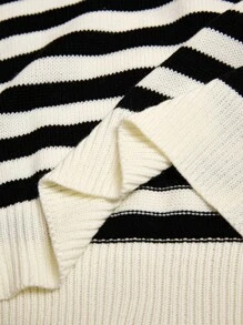 Flirla Áo vest dệt kim kẻ sọc kiểu Pháp cỡ lớn cho nữ, áo ba lỗ chui đầu không tay mới, trang phục đi làm thường ngày đa năng, phong cách sang trọng - Nhiều màu - Xem 8