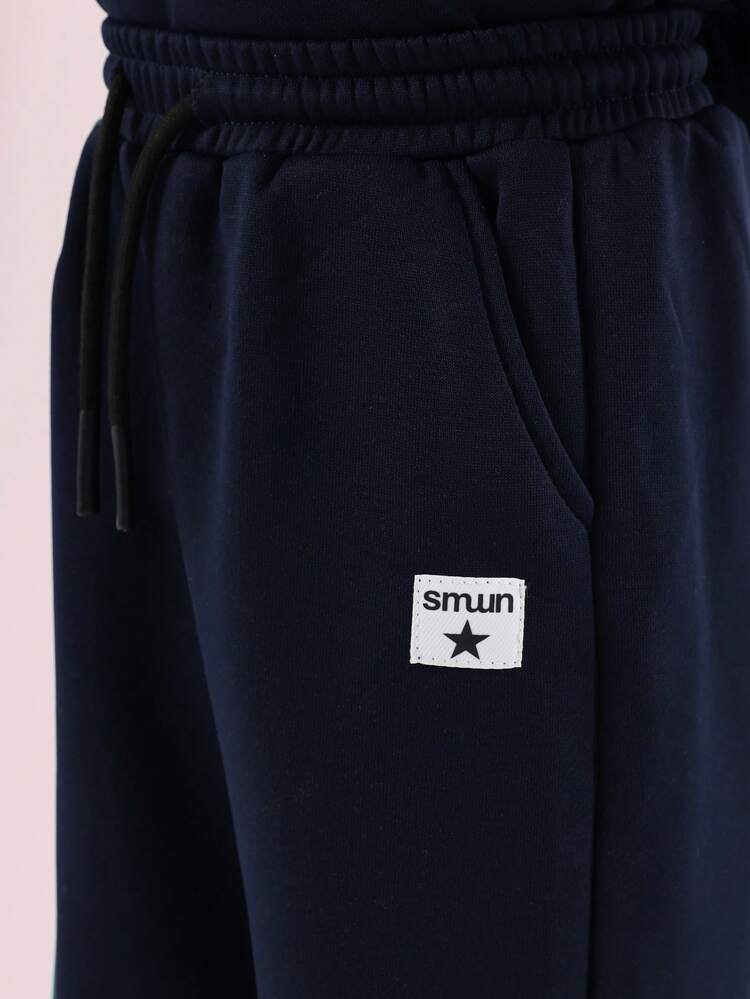 Color Block Sweatshirt With Wide Leg Pants Set