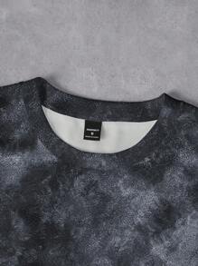 Manfinity Dauomo 男士扎染印花圆领短袖休闲T恤，夏季 - 彩色 - 查看 5