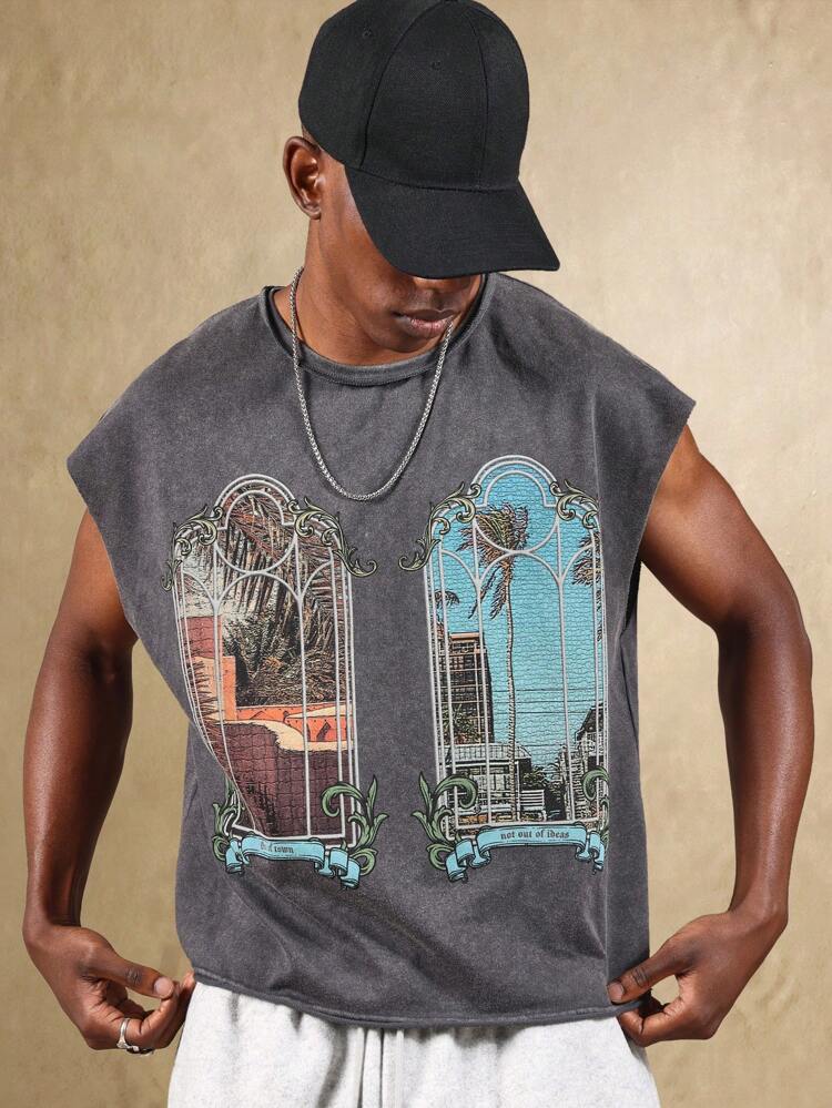 Gothic Frame Design Tank Top With Custom Graphics