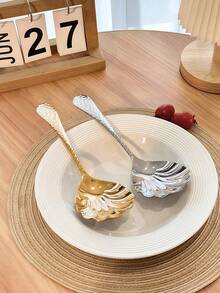 1pc/2pcs Gold Serving Spoons, 18/10 Stainless Steel Thickened Scoops, Mixing Spoons, Rice Spoons, Soup Spoons, Home & Public Use Serving Ladles - Multicolor - View 2