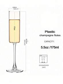 SHEIN 1 件亚克力香槟杯，5.5 盎司牢不可破的高脚杯，可重复使用的香槟敬酒杯，透明香槟杯，优雅的塑料马提尼杯 - 非常适合鸡尾酒、香槟和甜点 - 可重复使用，慕斯杯 - 彩色 - 查看 5