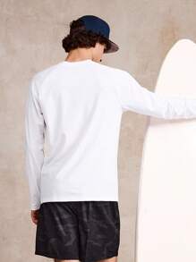 Surfspeed Men's Letter & Palm Tree Print Long Sleeve Rash Guard - White - View 5