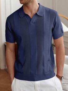 Manfinity Homme Men's Everyday Casual Knit Sweater, Suitable For Work And Commute Polo Shirt For Men