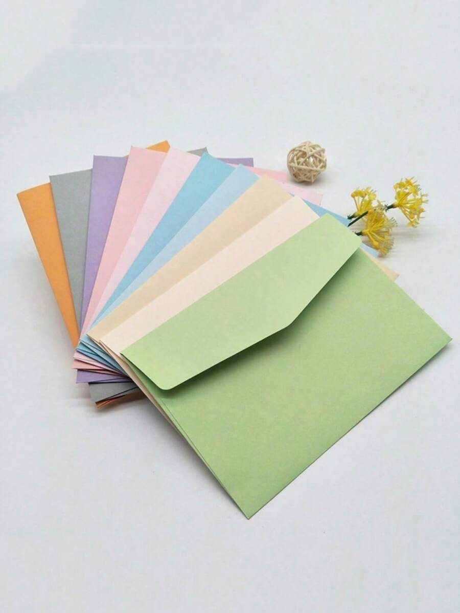 SHEIN 50pcs Multi-Color Envelopes, Party And Birthday Envelopes, Ins Style Paper Bags, Romantic And Simple Envelopes, Back To School Paper Bags, Romantic And Simple Envelopes - 50 pieces of multi-colored hair - View 1
