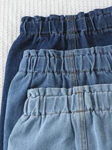 SHEIN Vintaside Kids 女婴深蓝、中蓝、浅蓝牛仔弹力紧身裤三件套，春夏休闲度假乡村波西米亚风三件套，女婴休闲可爱水洗蓝色直筒牛仔裤，纯色牛仔裤，柔软弹力贴合，休闲风格，三种水洗颜色可选，长款牛仔裤，多色可选，舒适时尚，适合日常秋冬穿着。 - 彩色 - 查看 9