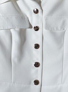 GlowEve 优雅女士西装外套，大翻领，口袋盖装饰，束腰，金色纽扣