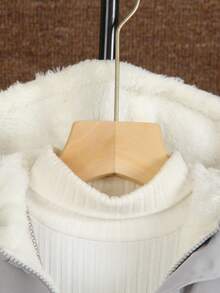 SHEIN Young Boy Solid Color Raglan Sleeve Thermal Lined Hooded Casual Utility Pocket Winter Jacket, Suitable For Outdoor, School And Home Wear Fall - Light Grey - View 4