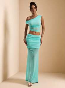 SHEIN BAE Women Two Pieces Outfits For Daily Wear - Mint Green - View 3