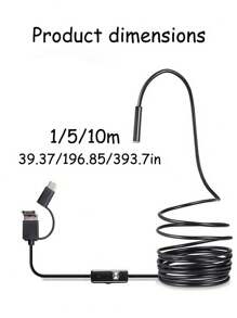 高清防水三合一手机电脑内窥镜连接器汽车工业管道汽修空调内窥镜 - 黑色 - 查看 5