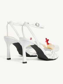 CUCCOO CHICEST Women's Fashionable Elegant 3D Floral Decor White High Heel Sandals - White - View 10