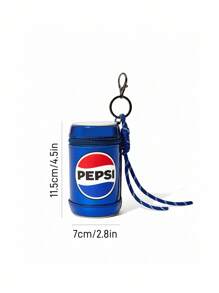 PEPSI X SHEIN 1pc PU Leather Can Shaped Coin Purse, Can Store Daily Small Items, Coins, Lipstick, Can Be Hung On Bags, Suitable For Commuting, Study, Travel, Suitable For Men, Women, Students, Friends - Blue - View 8