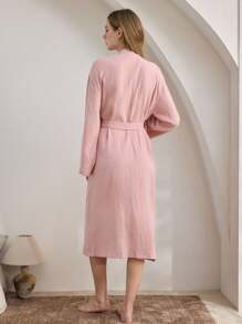 Ocili Ocili Bata de baño de algodón suave de doble capa transparente para mujeres, bata de dormir cómoda