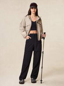 OutZeal Damen wasserabweisende, farblich abgesetzte Jacke mit Reißverschlusstaschen und Kapuze für Outdoor, Wandern, Camping