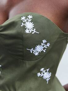 Maija 女士荷叶边印花抹胸上衣，都市通勤商务休闲上衣，办公室穿着，教师必备，秋冬季基础款外套 - 軍綠色 - 查看 7