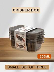 SHEIN 3个装米色和黑色食品储物盒，适用于冷冻和微波炉，三种尺寸：大号-1100毫升，中号-600毫升，小号-300毫升 - 彩色 - 查看 9