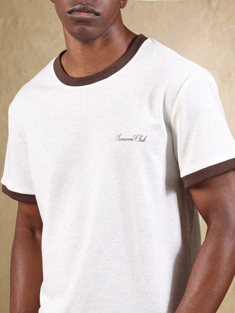 Classic Ringer T Shirt With Small Brand Logo