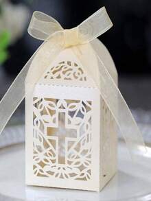 SHEIN 25 件/套十字糖果盒糖果礼品盒带丝带派对装饰婚礼生日洗礼第一派对回礼礼物，适合客人、学校用品、返校 - 25件/套 - 查看 7