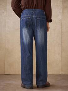 RivetRise Pantaloni casual dritti e larghi da uomo, con tessuto a righe verticali uniche e texture retrò, adatti per la primavera/estate