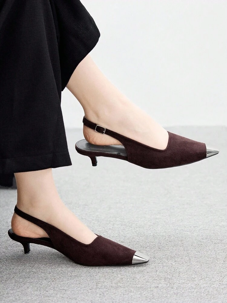 CUCCOO BIZCHIC New Fashion Black Kitten Heel Closed Toe Women Slip-On Shoes