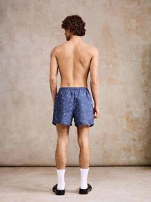 Manfinity VDAYZ Men's Tie-Dye Print Double Layer Drawstring Waist Beach Shorts