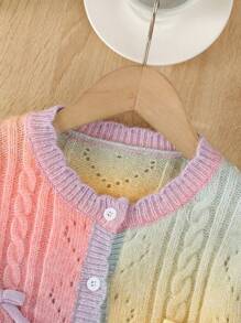 Cardigan lavorato a maglia a colori arcobaleno per ragazze, maglione a maniche lunghe con collo tondo, versatile, elegante, alla moda, confortevole, adatto per la scuola, l'uso quotidiano, la casa, l'esterno, i viaggi, in autunno/inverno