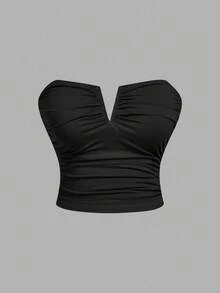 SHEIN MOD Plus Size 3pcs/Set Women's White Deep V Neck Ruched Camisole Top,Autumn Clothes,Fall Clothes,Elegant,Chic,3pcs/Set Women's White Deep V Neck Ruched Camisole Top,Rave,Graduation ,Romantic ,Summer ,Festival,Country Outfits,Beach Vacation Wear,Tea Party ,Modest ,Prom Top,Tube Top With Bra