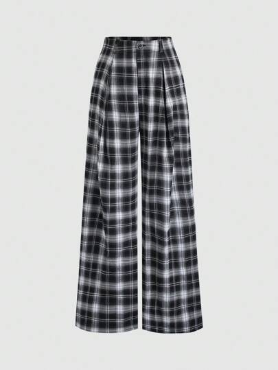 Sweetra Women's Retro Fashion Casual Loose Straight Leg Flared PU Leather Pants, Versatile And Slimming Fall Cloth For Women