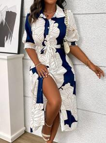 Breezaya 女士花卉印花前短后长休闲夏季度假连衣裙长款女装