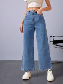 Jeanoix 高腰闊腿牛仔褲