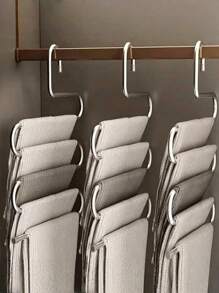 不锈钢裤架 | 节省空间的多层牛仔裤和长裤收纳架，抛光表面，壁橱收纳解决方案，打造整洁的衣柜（5 层） - 彩色 - 查看 2