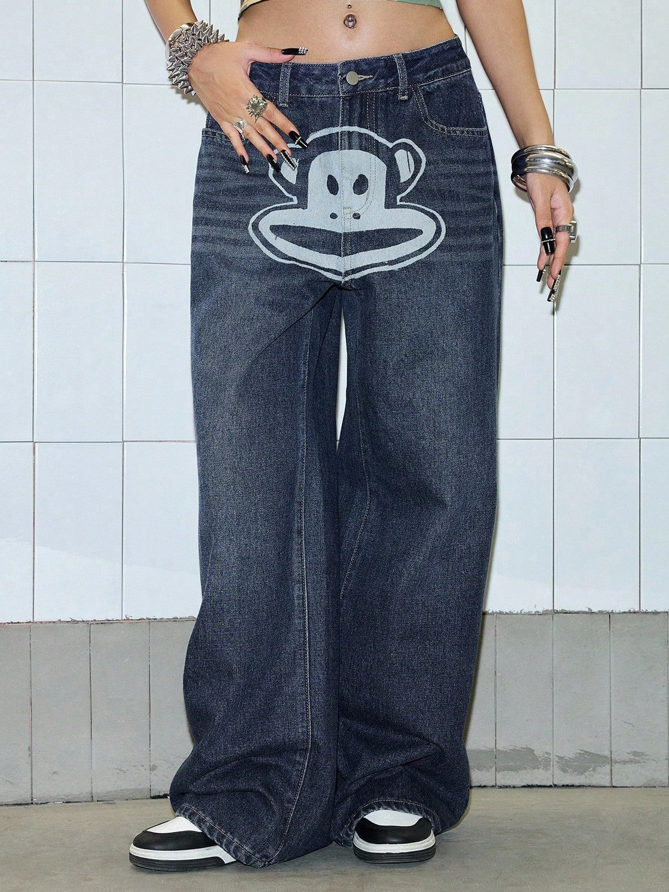 Our Paul Frank X ROMWE Y2K Streetwear Cartoon Monkey Pattern