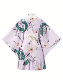 Irokai 1pc Women's Japanese Traditional Printed Kimono Yukata Robe - Purple - View 2