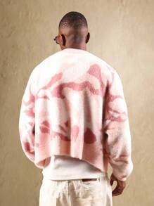 SUMWON Plush Textured Swirl Pattern Jumper Cropped Fleece Sweatshirt Oversized Winter Loungewear Cozy Streetwear Casual Pullover