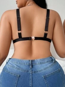 SHEIN Plus Size Comfortable Wireless Bralette, Suitable For Music Festivals And Beer Festivals - Burgundy - View 2