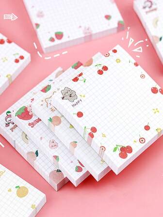 SHEIN 1本/80页 随机可爱水果图案便签本，适用于学生、办公室、家庭备忘录，返校必备