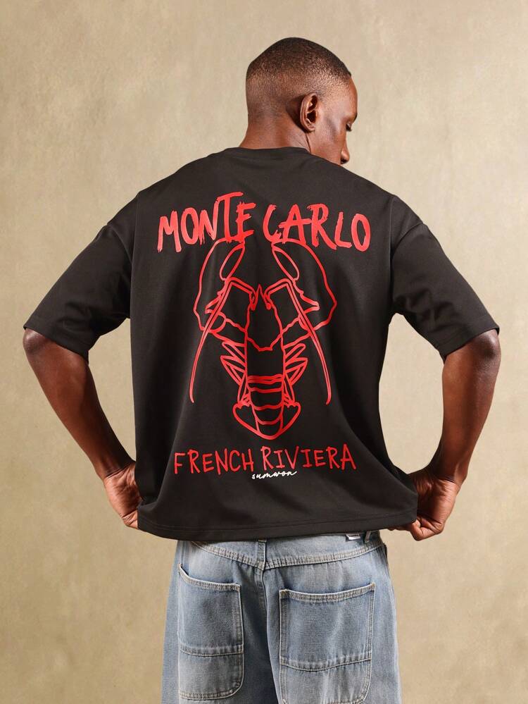 Oversized Graphic Print T Shirt With Monte Carlo Design