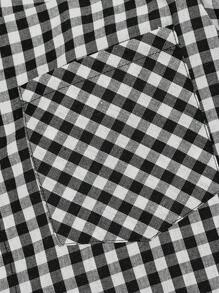 SHEIN MOD 黑白格子双面衬衫，1 件上衣，2 种穿法，乡村音乐会，可爱，生日，西部女装，度假，复古，早午餐，外出上衣，学校，办公室，工作，返校，机场 - 黑與白 - 查看 7