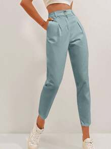 RueChic Calça Capri Feminina Cor Sólida - Cinza - Ver 7