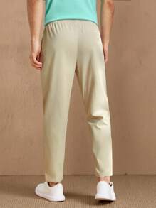Manfinity VCAY Men Solid Drawstring Waist Trousers - Beige - View 2